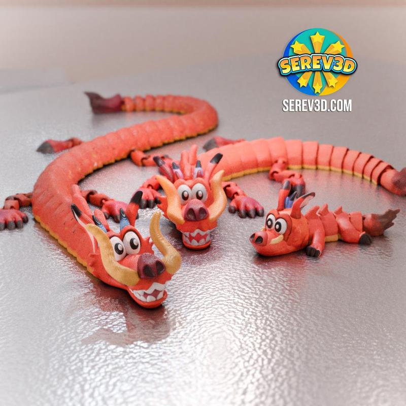 Mushu Dragon – Articulated Flexi Fantasy Creature, No Supports 3D Print STL/3MF