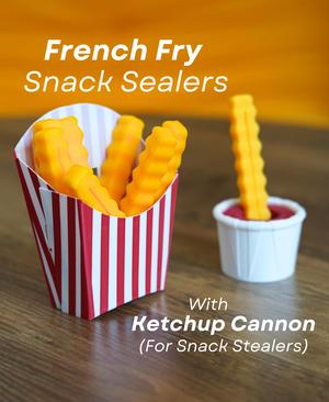 French Fry Snack Sealers - With Ketchup Cannon for Snack Stealers - Kitchen Clips