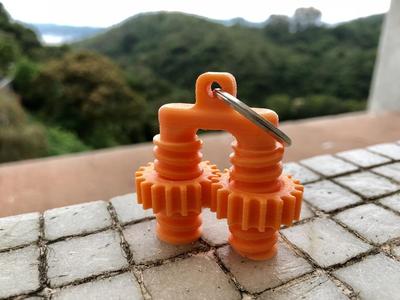 Keychain geared fidget bolt