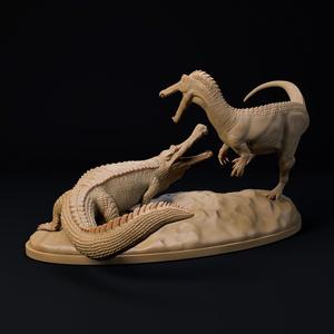 Sarchosuchus vs Suchomimus 1-35 scale pre-supported dinosaur and crocodilian