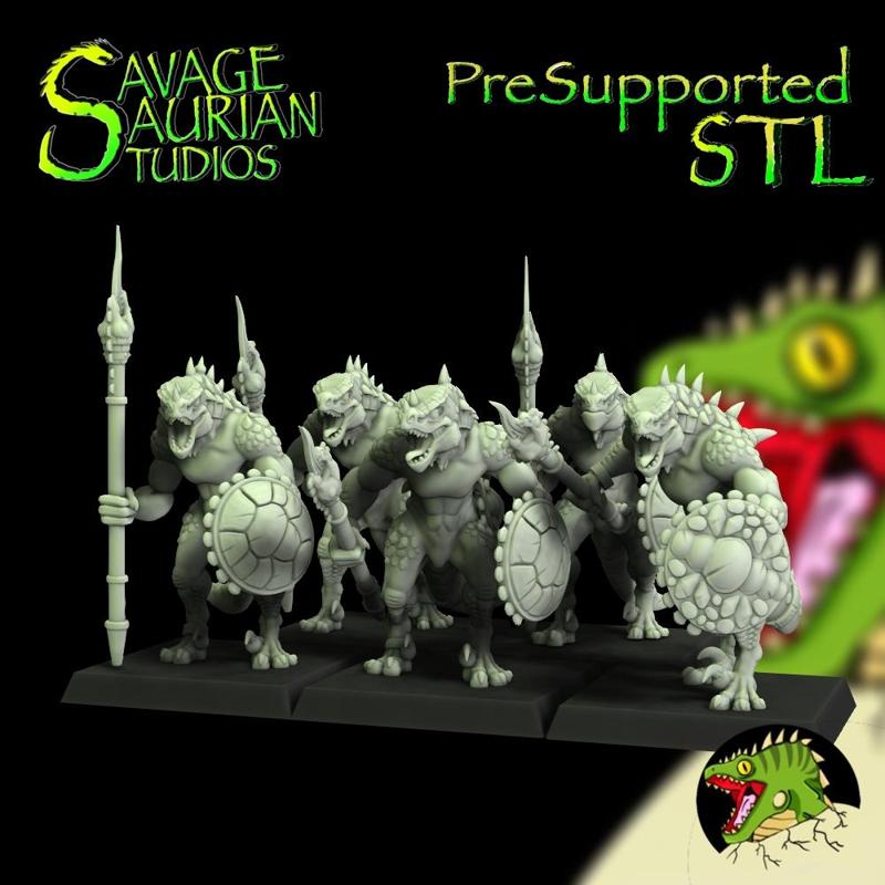 Lizardmen - Spined Iguanisaur Warriors with Spears