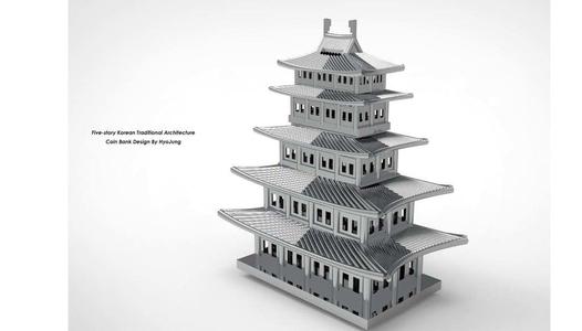 Five-story Korean Traditional Architecture Coin Bank&Case