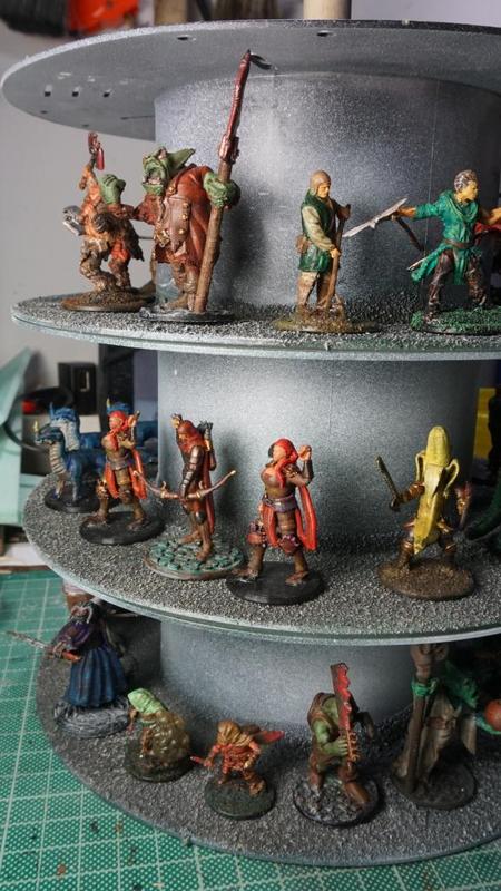 Rotary display stand for Miniatures Dungeons and Dragons from filament spools