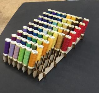 Lasercut bobbin rack for sewing thread