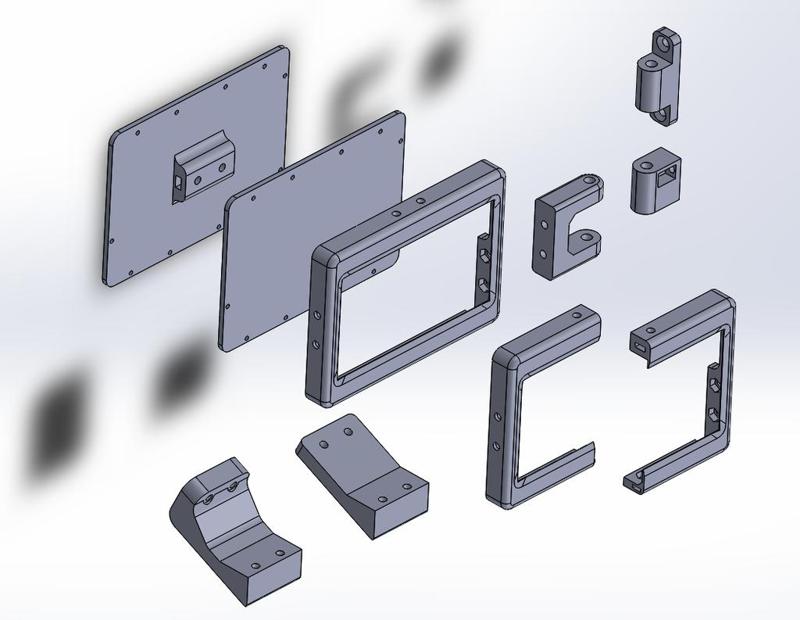 Elecrow 7inch touchscreen bezel/frame mount with different mounting options and brackets