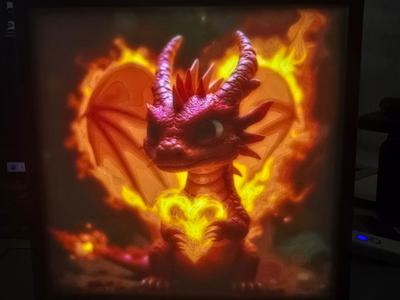 Dragon with Heart Lithophane & Hueforge
