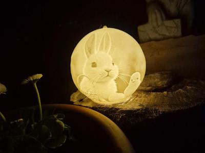 Rabbit with Chicks Sphere Lithophane Easter