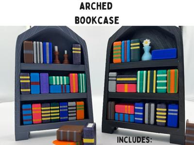 Arched Bookcase with Books and Accessories