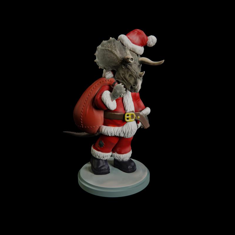 Triceratops Santa Claus – pre supported dinosaur humanoid