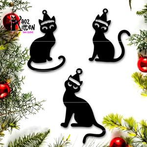 Santa Kitty Earring Pendant Set Christams Cat Ornaments