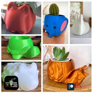 Set of 6 Animal Minimalist Planters / No Supports