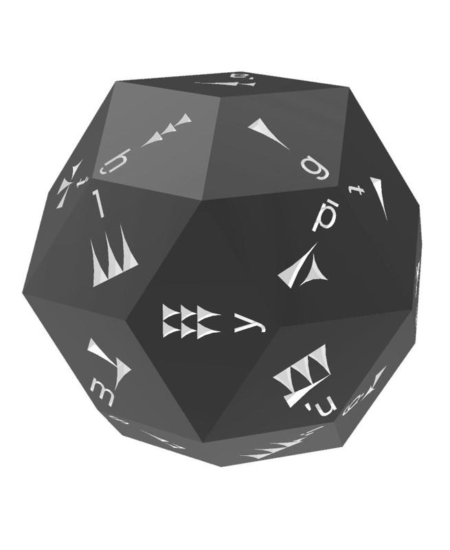 Ugaritic Alphabet d30 Polyhedral Die (With transliteration)