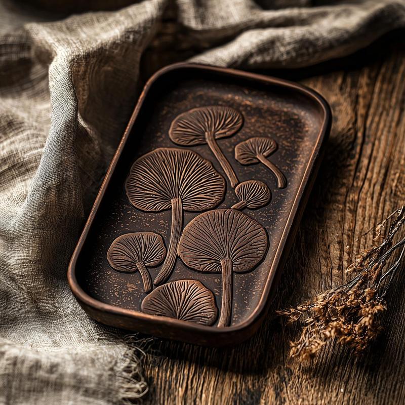 Mushroom Tray with Detailed Embossed Design – 3D Printable