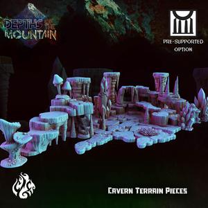 Cavern Terrain Pieces, Resin and FDM pre-supported version included!