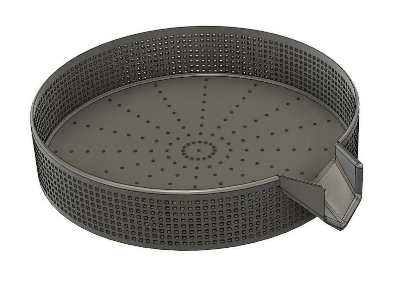Round sieve container with funnel