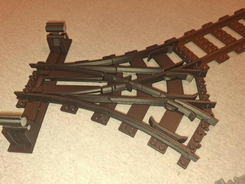 Lego compatiable train track three way switch Remix 