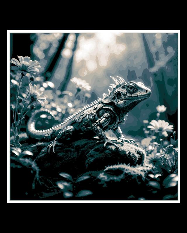 The New World Lizard - Steampunk Mechanical in the Natural Surroundings - Hueforge art