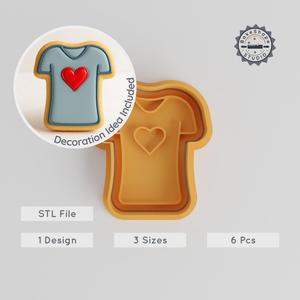Heart T-Shirt Cookie Cutter & Stamp Set, 6 Pc, Perfect for Fondant, Includes S/M/L Sizes PRODUCT_45