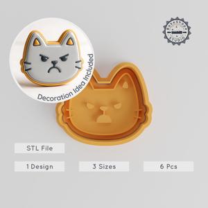 Angry Face Cookie Shape Cutter & Stamp, Set of 6, Perfect for Cookies & Fondant, Mad & Furious Designs, Sizes S/M/L PRODUCT_810