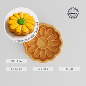 Busy Daisy Shape Cutter & Stamp, 6-Piece Set, Perfect for Cookie & Fondant, Flower Design in S/M/L PRODUCT_412