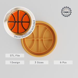 Basketball Shape Cutter & Stamp Set, Cookie & Fondant Decorative Tools, S/M/L Sizes, Sports Ball Design PRODUCT_610