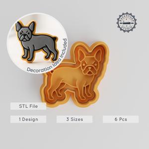 Boston Terrier Cookie Cutter & Stamp Set, Terrier Puppy Shapes for Fondant, Dog Lover's Pack, Sizes S/M/L PRODUCT_276