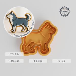 Alaskan Malamute Cookie Cutter & Stamp Set, Dog Breed Shapes, Fondant Baking Tools, 3 Sizes, Animal-Themed Baking Collection PRODUCT_306