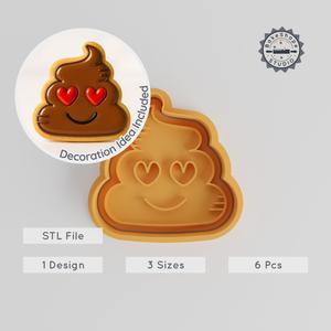Funny Poop Cookie Cutter & Stamp Set, Smiling Poop Shape, Sizes S/M/L, Perfect for Fondant PRODUCT_354