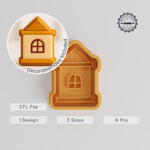 House Shape Cutter & Stamp Set, Cookie & Fondant Molds, S/M/L, 3D Print STL Collection PRODUCT_547