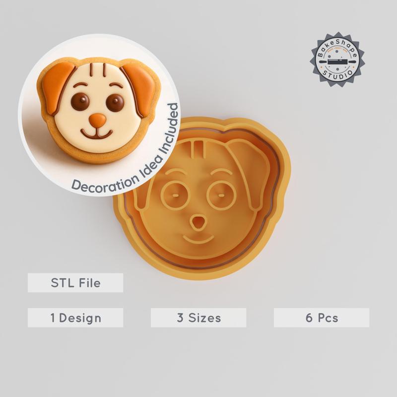 Animal Cookie Cutter & Stamp, Happy Dog Shape, 3 Size Set S/M/L, Perfect for Baking & Fondant PRODUCT_888