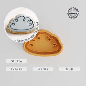 Cloud Shape Cutter & Stamp, Cookie & Fondant Mold Set, Weather & Sky Theme, 3 Sizes, 6 Piece Collection PRODUCT_564