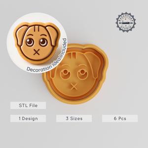 Mute Cookie Cutter & Stamp Set, Dog Emoji Design, 6-Piece, S/M/L Sizes, Wildlife Baking Tools PRODUCT_896