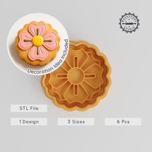 Anemone Flower Cookie Cutter & Stamp Set, Floral Bloom, Fondant Decor, Baking Tools, S/M/L Sizes PRODUCT_408