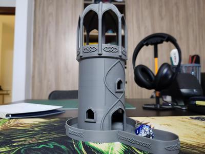 Elven-inspired dice tower