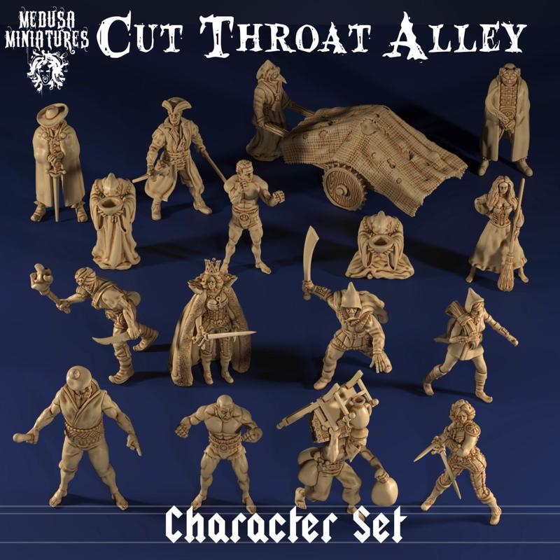 Cut Throat Alley - Full Character Miniature Set for RPGs & Skirmish Games (STL)