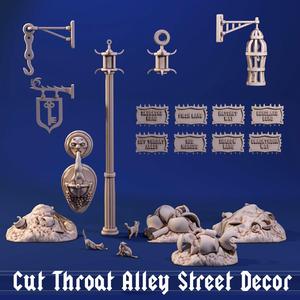 Cut Throat Alley Street Decor - Printable Fantasy City Accessories for RPG Terrain