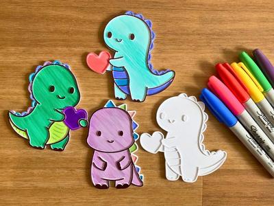 New cute dinosaur coloring set