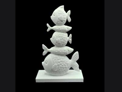 Decorative Fish Figurines on Pedestal