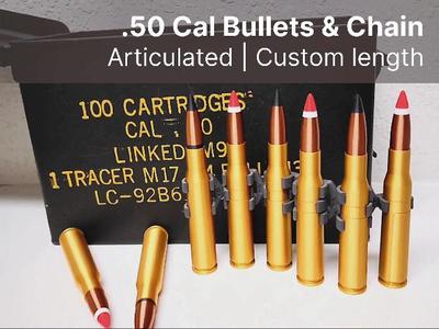 Articulated .50 Cal Bullets & Chain, Custom Length
