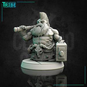 (0119) Male dwarf barbarian warrior with two hammers