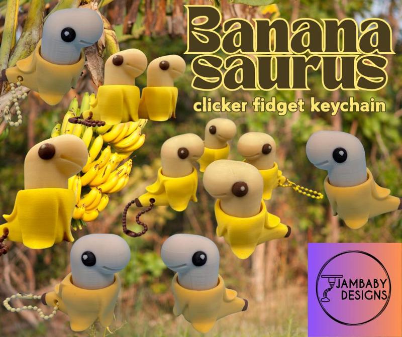 Banana-saurus Clicker Fidget and Keychain