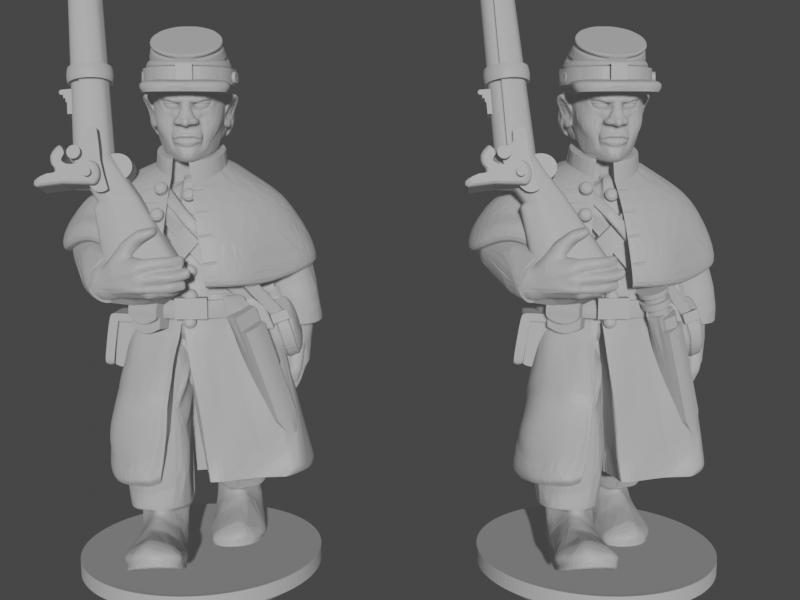 10-15mm American Civil War Infantry in Greatcoats Marching Pose 1 UA-52