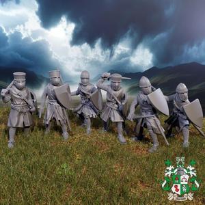 12th-13th Century Foot Knights with Enclosed Helmets
