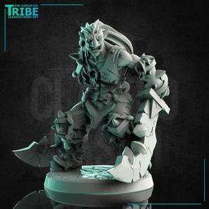 (0228)  Male Half troll barbarian warrior with two great swords