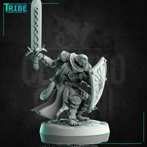 (0242) Male monkey folk ape man warrior with a sword and shield