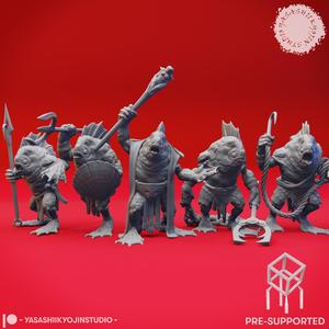 Kuo-toa Mob - Tabletop Miniatures (Pre-Supported)