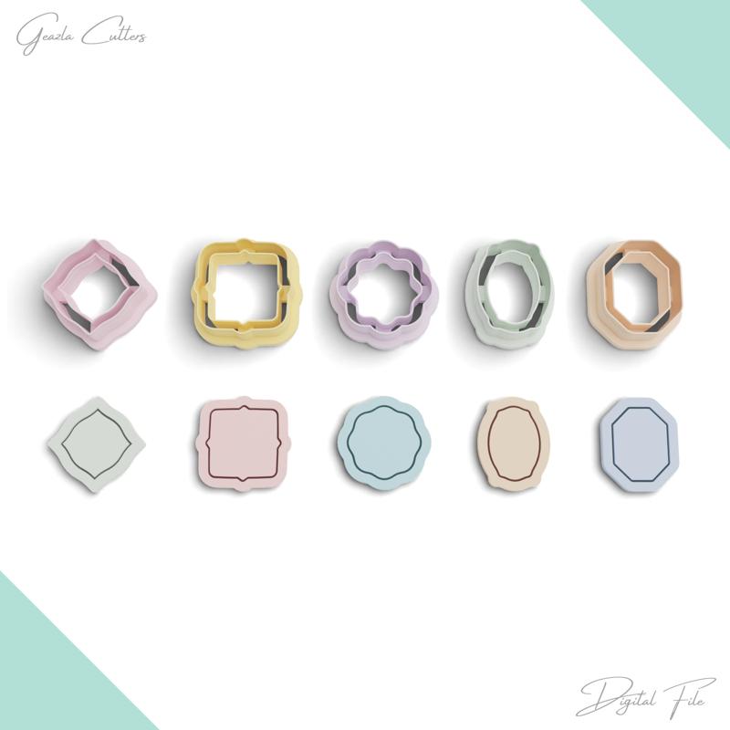 Vintage Frames Polymer Clay Cutter Package, 5 Models, 2 Cutter Version, 5 Sizes Included, No: 958