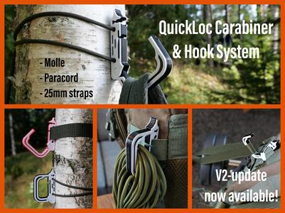QuickLoc Carabiner and Hook System (print-in-place + molle compatible) V2