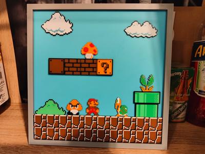 2D 3D Retro Wallart Diorama Frame Game Mario NES