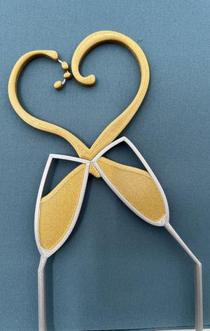 Champagne Glass Heart Cake Topper